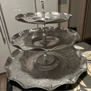 MCM Vintage Wilson Specialties 3Tier Hand Wrought Aluminum Serving Tray
